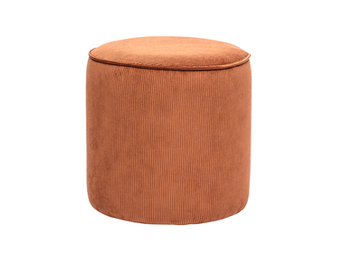 Pouf rond en velours c&ocirc;tel&eacute; terre br&ucirc;l&eacute;e D40 cm PAUL