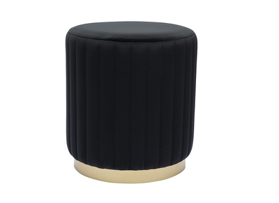 Pouf rond en velours noir et m&eacute;tal dor&eacute; D40 cm DONA
