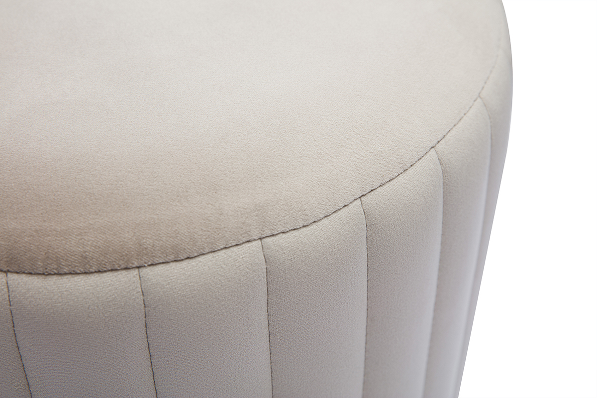 Pouf rond en velours taupe et m�tal dor� D40 cm DONA