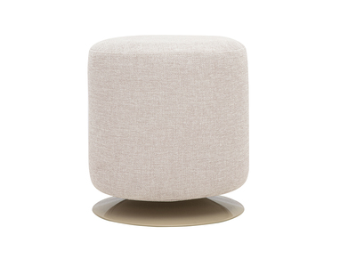 Pouf rond pivotant en tissu effet velours textur&eacute; beige et m&eacute;tal D39.5 cm VOLNAY