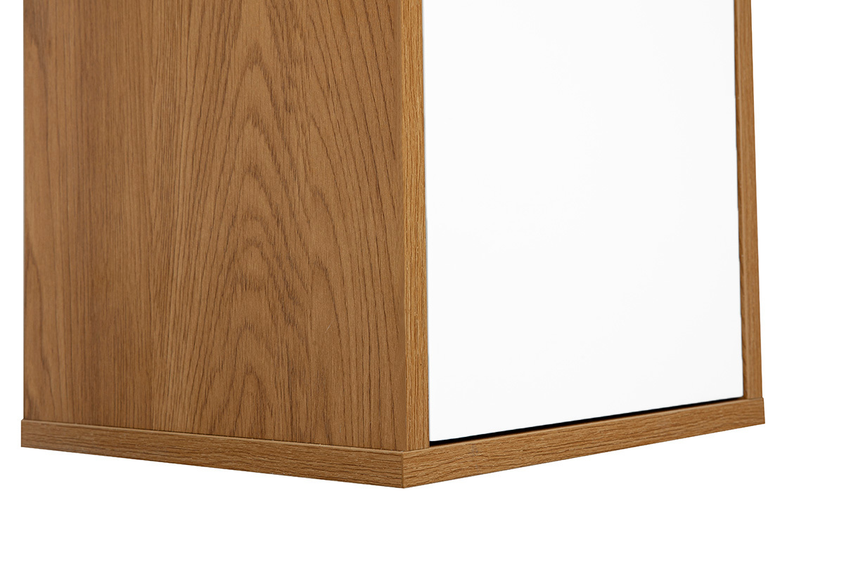 Rangement mural finition blanche et bois clair ch�ne L30 cm FLEXO