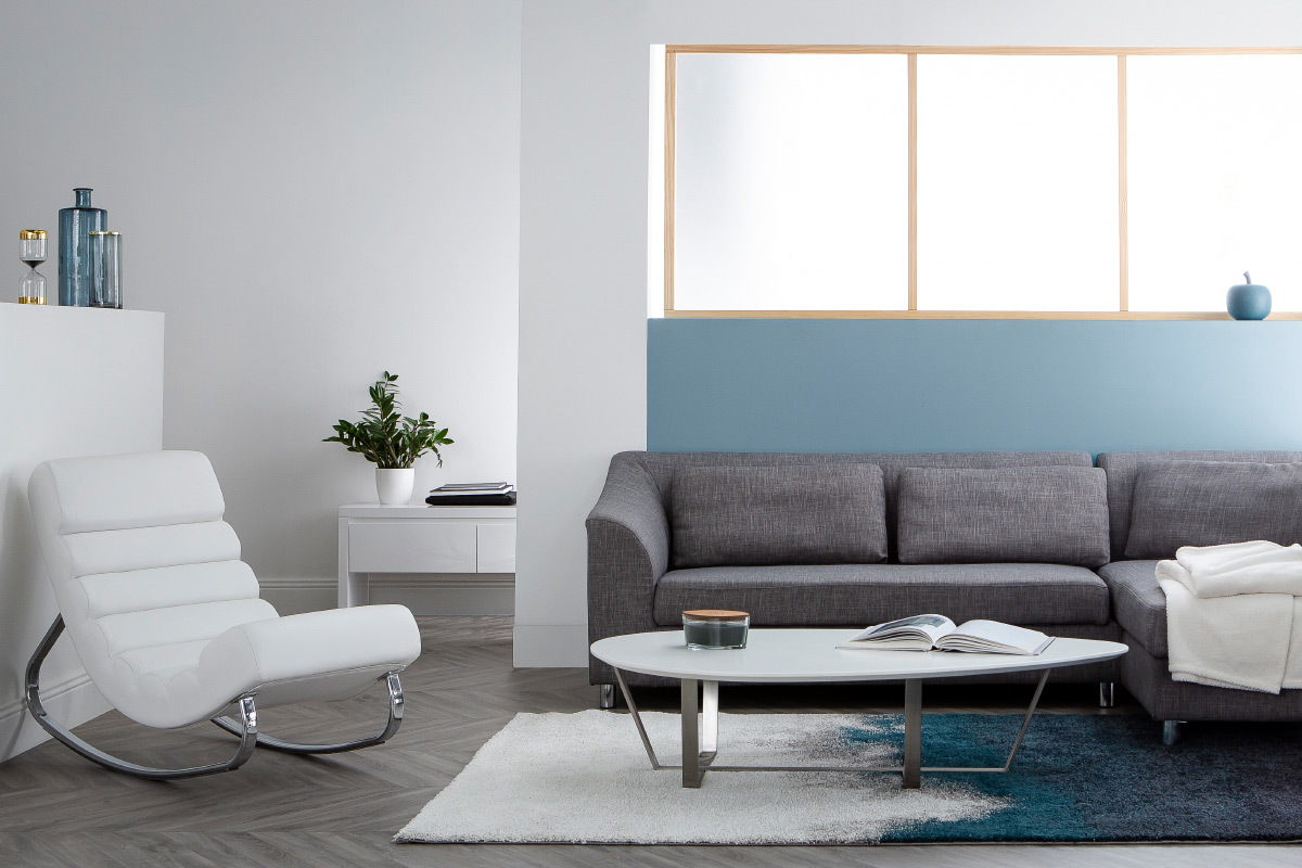 Rocking chair design blanc et acier chrom� TAYLOR