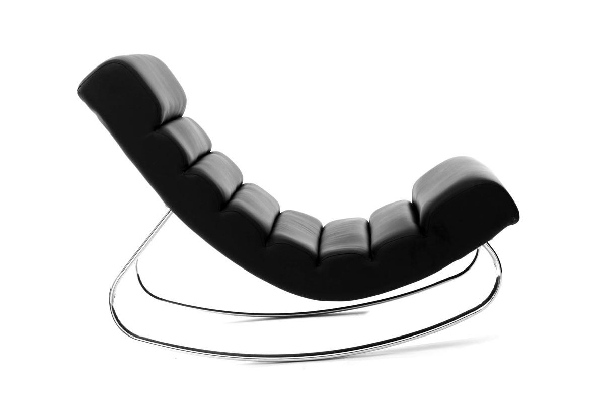 Rocking chair design noir et acier chrom� TAYLOR
