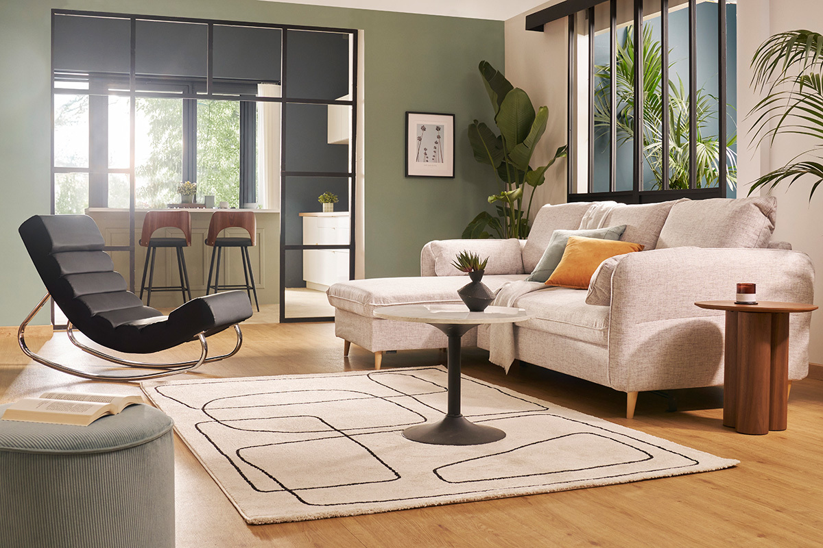 Rocking chair design noir et acier chrom� TAYLOR