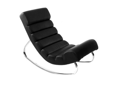 Rocking chair design noir et acier chrom&eacute; TAYLOR