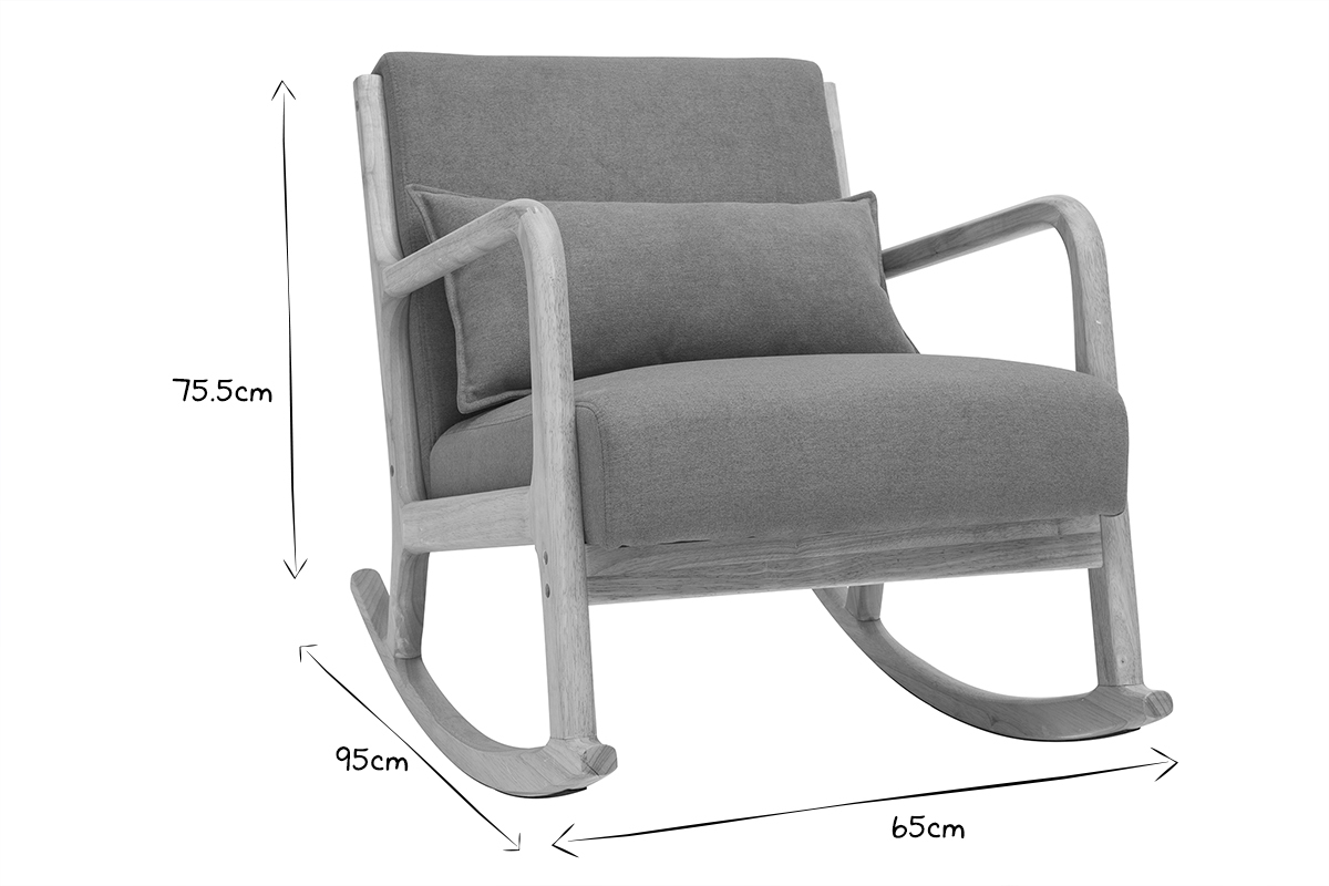 Rocking chair scandinave en tissu effet velours terre br�l�e et bois clair massif DERRY