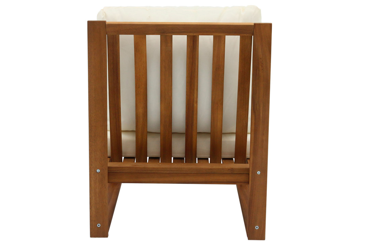 Salon de jardin d'angle 6-8 places en bois massif avec coussins d�houssables beige naturel SALSA