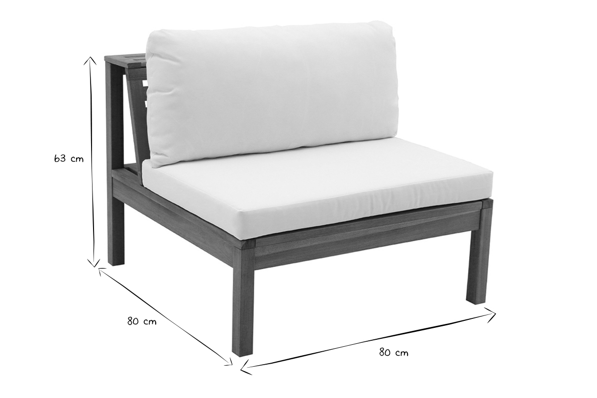 Salon de jardin d'angle 6 places en bois massif avec coussins d�houssables beige naturel BELIZE