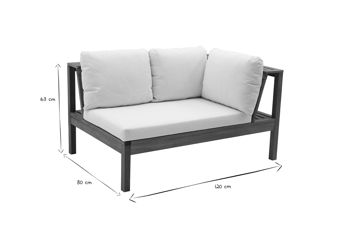 Salon de jardin d'angle 6 places en bois massif avec coussins d�houssables taupe BELIZE
