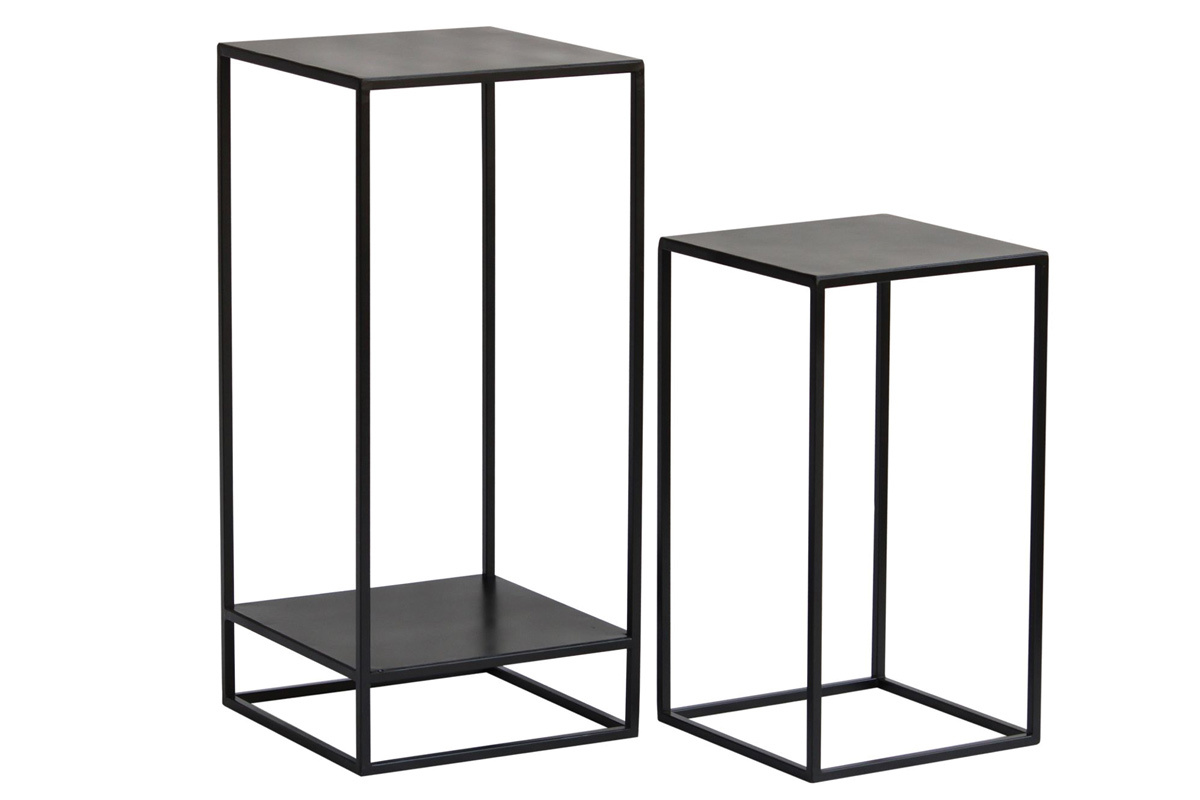 Sellettes gigognes en m�tal noir L34 cm (lot de 2) IGGY