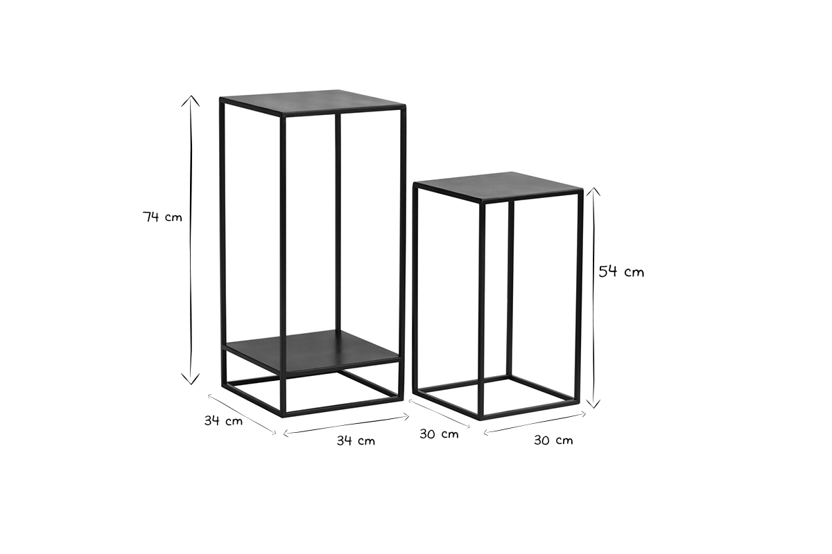 Sellettes gigognes en m�tal noir L34 cm (lot de 2) IGGY