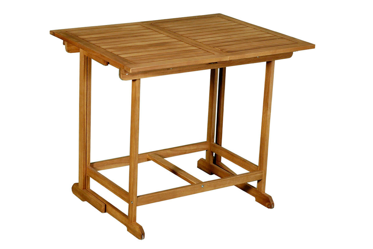 Table extensible en bois d'acacia vue de 3/4.