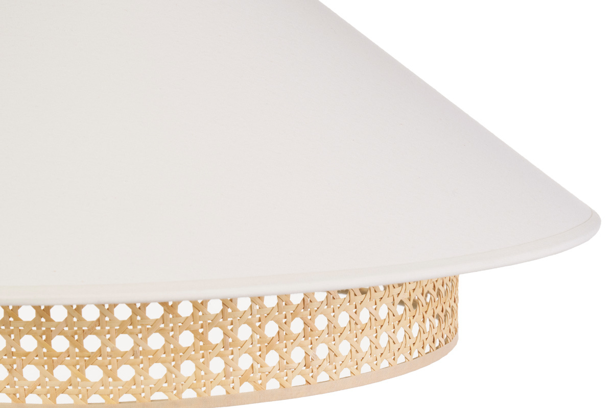 Suspension en coton �cru et cannage rotin naturel D50 cm HAIKO