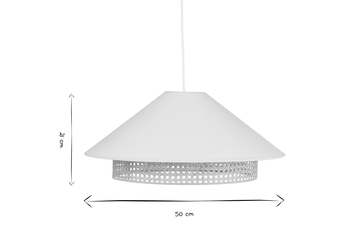 Suspension en coton �cru et cannage rotin naturel D50 cm HAIKO
