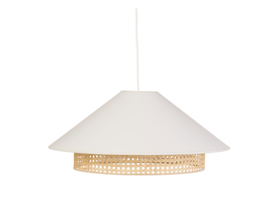 Suspension en coton &eacute;cru et cannage rotin naturel D50 cm HAIKO