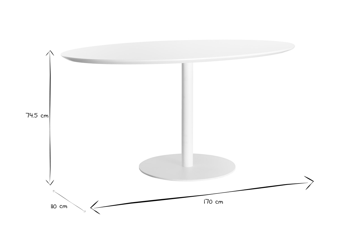 Table � manger design blanche ovale L170 cm HALIA