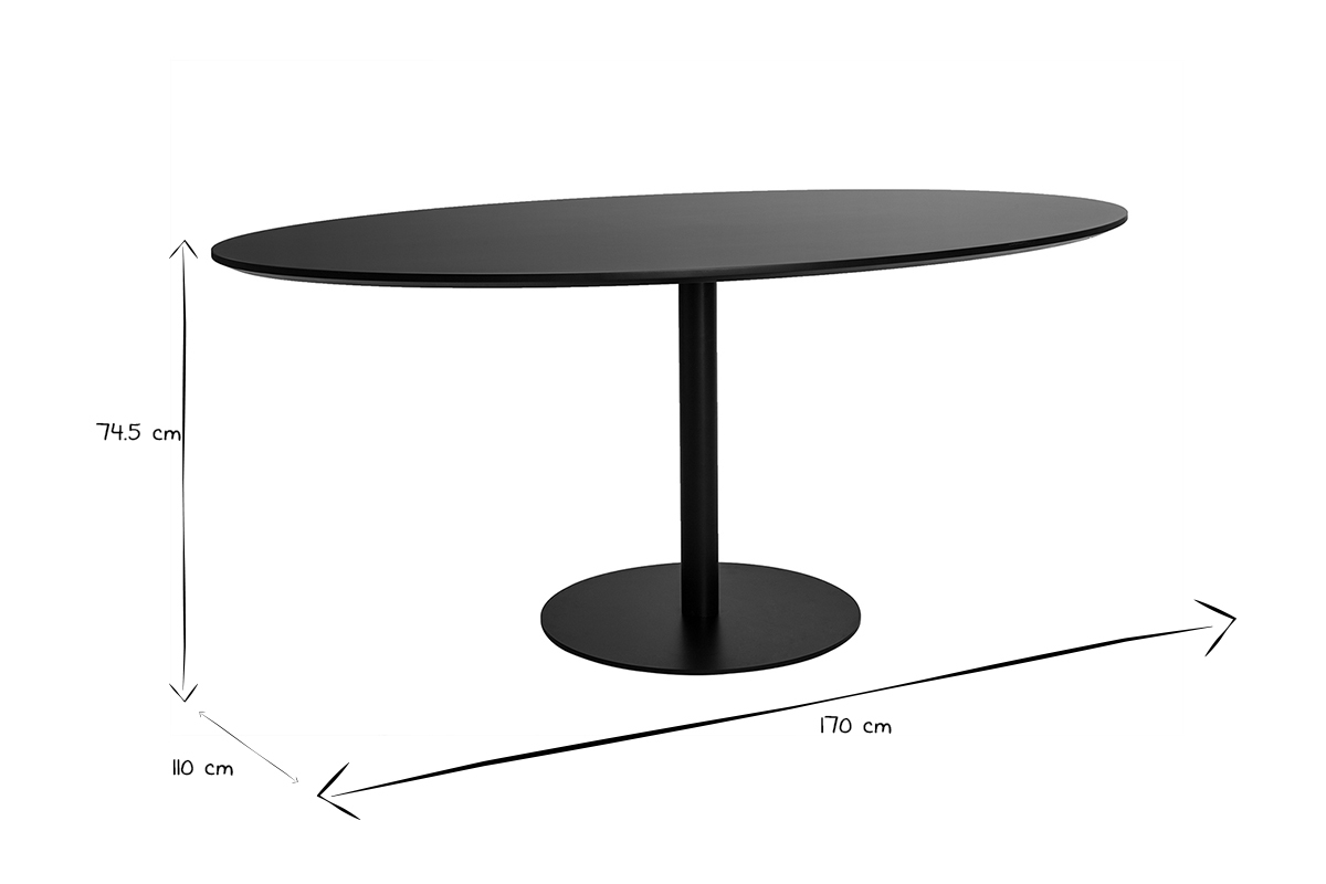 Table � manger design noire ovale L170 cm HALIA
