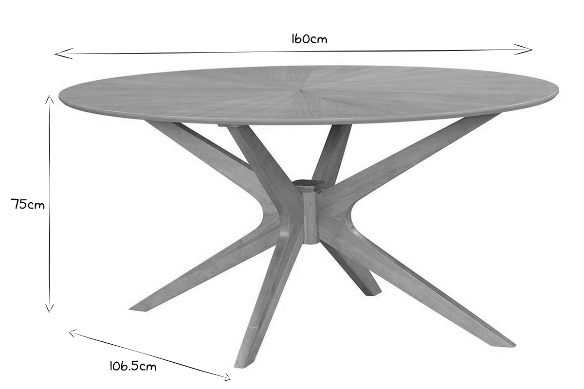 Table � manger design ovale ch�ne L160 cm DIELLI