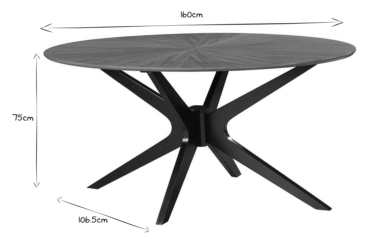 Table � manger design ovale noyer L160 cm DIELLI
