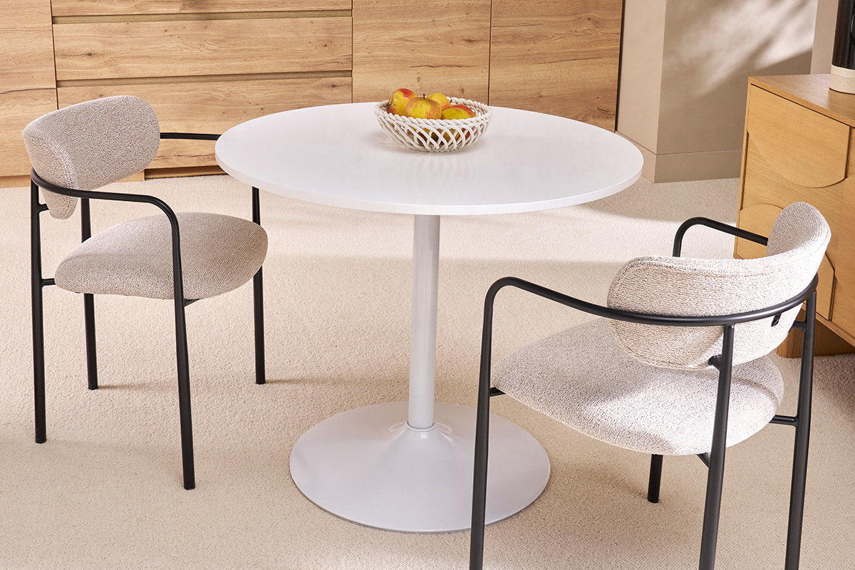 Table � manger design ronde blanche D90 cm CALISTA