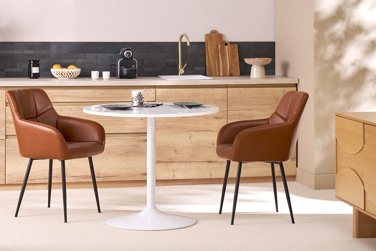 Table � manger design ronde blanche D90 cm CALISTA