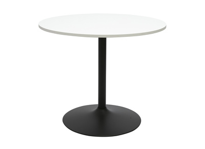 Table &agrave; manger design ronde blanche et m&eacute;tal noir D90 cm CALISTA