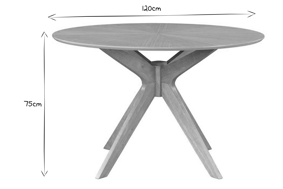 Table � manger design ronde ch�ne D120 cm DIELLI