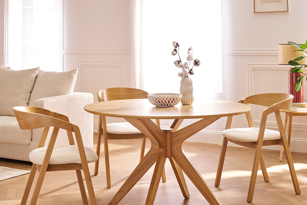 Table � manger design ronde ch�ne D120 cm DIELLI