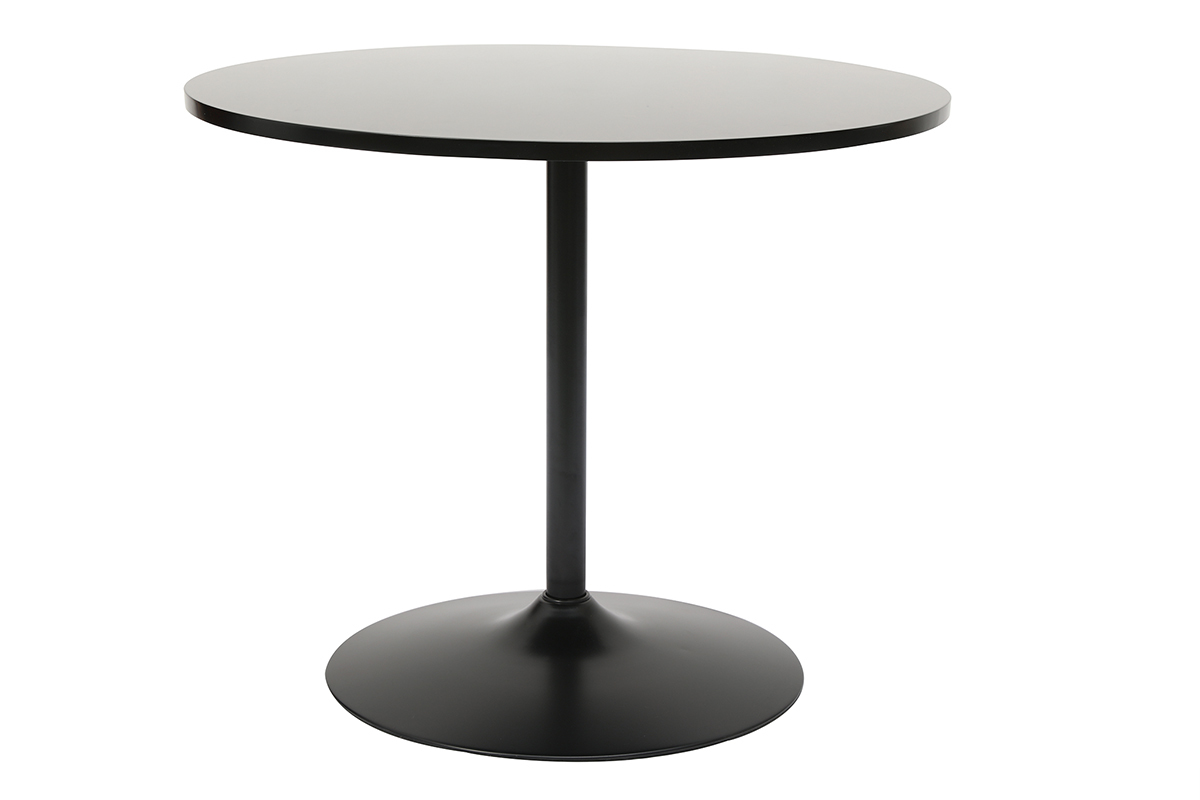 Table � manger design ronde noire D90 cm CALISTA