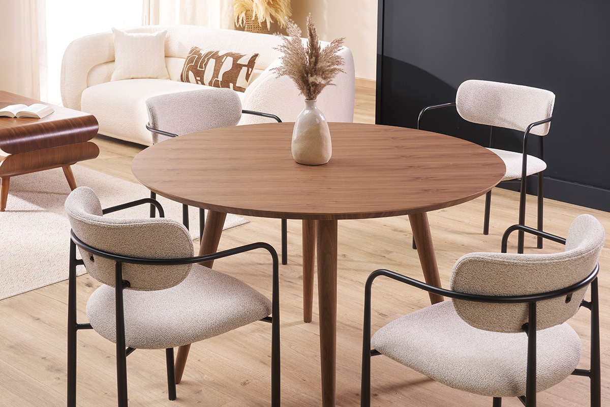 Table � manger design ronde noyer D120 cm LIVIA