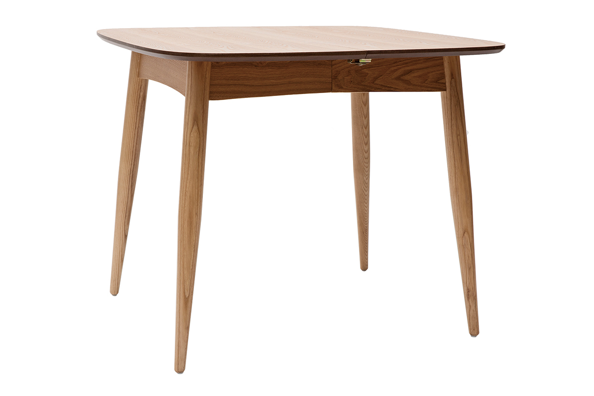 Table � manger extensible carr�e en bois clair L90-130 cm NORDECO