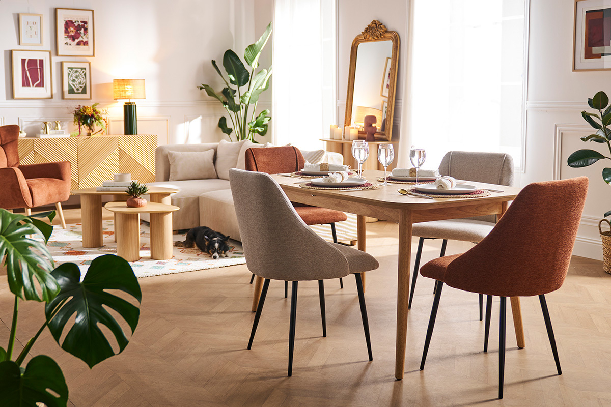 Table � manger extensible carr�e en bois clair L90-130 cm NORDECO