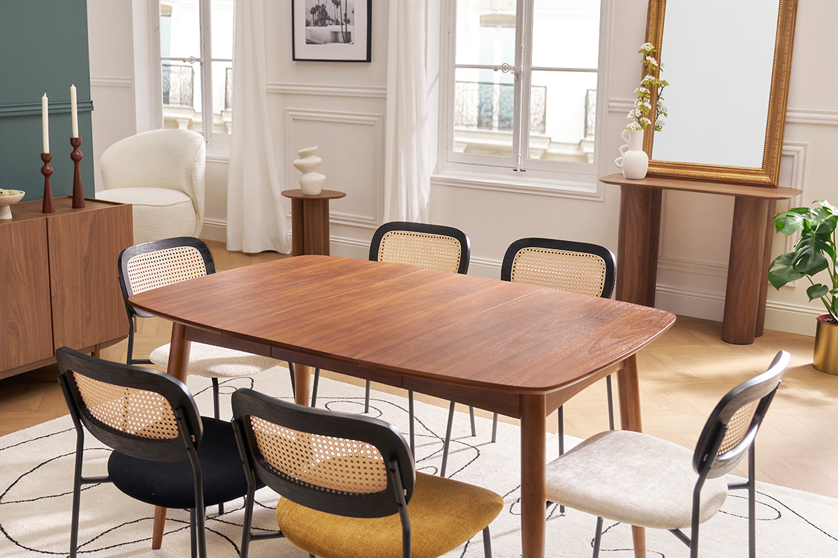Table � manger extensible carr�e en bois fonc� L90-130 cm NORDECO