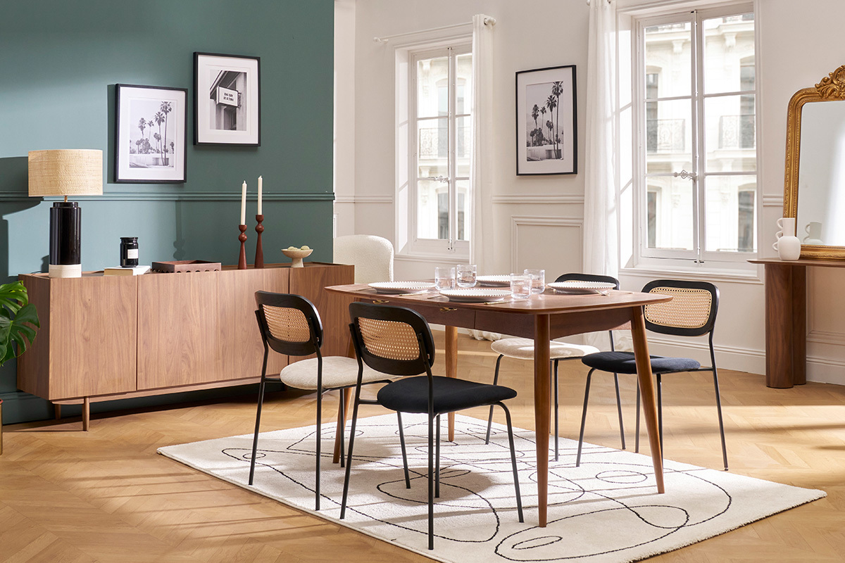Table � manger extensible carr�e en bois fonc� L90-130 cm NORDECO