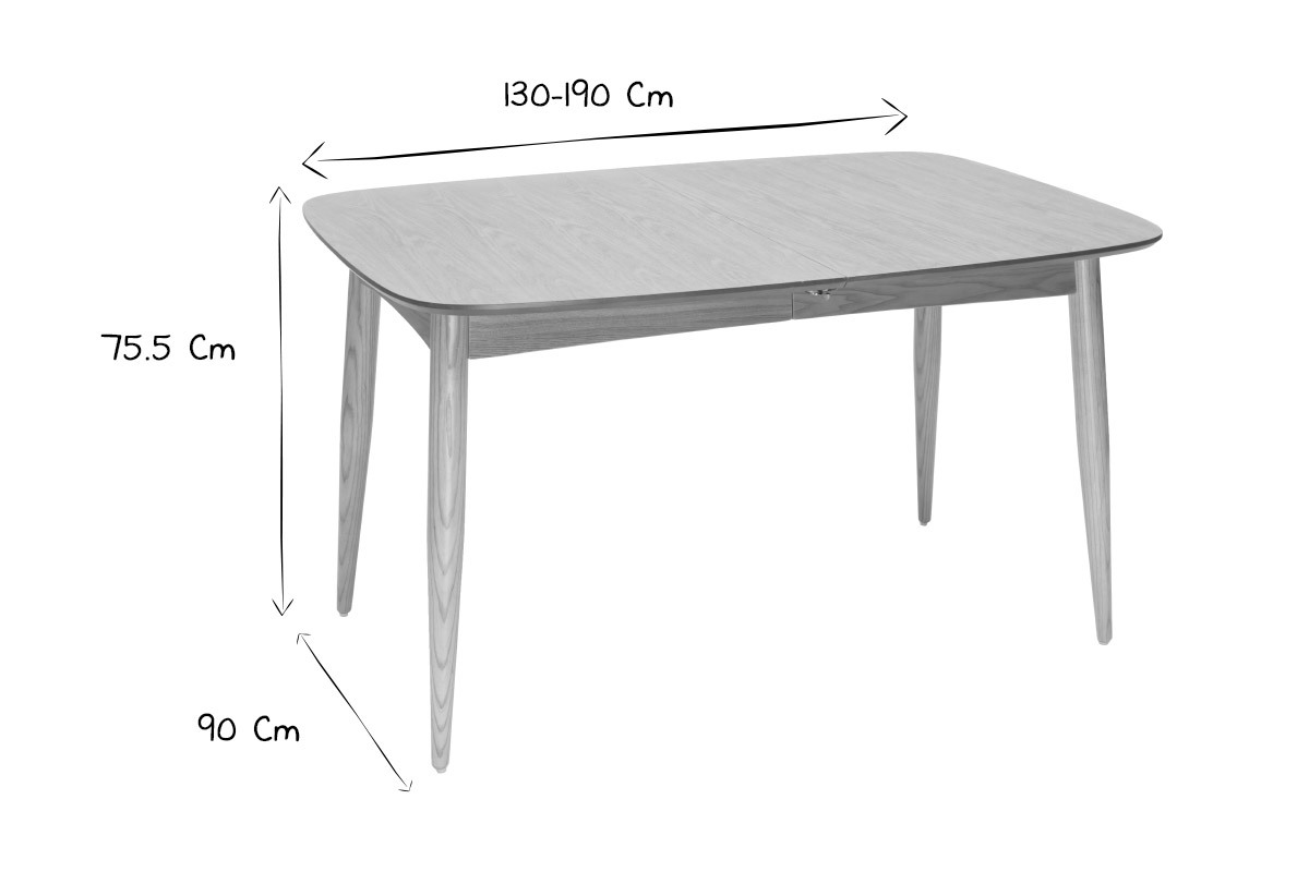 Table � manger extensible fr�ne L130-190 cm NORDECO