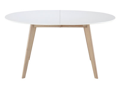 Table &agrave; manger extensible ovale blanche et bois clair L150-200 cm LEENA