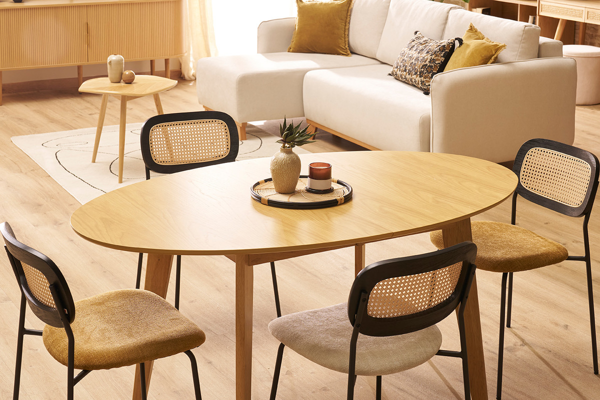 Table � manger extensible ovale en bois clair L150-200 cm MARIK