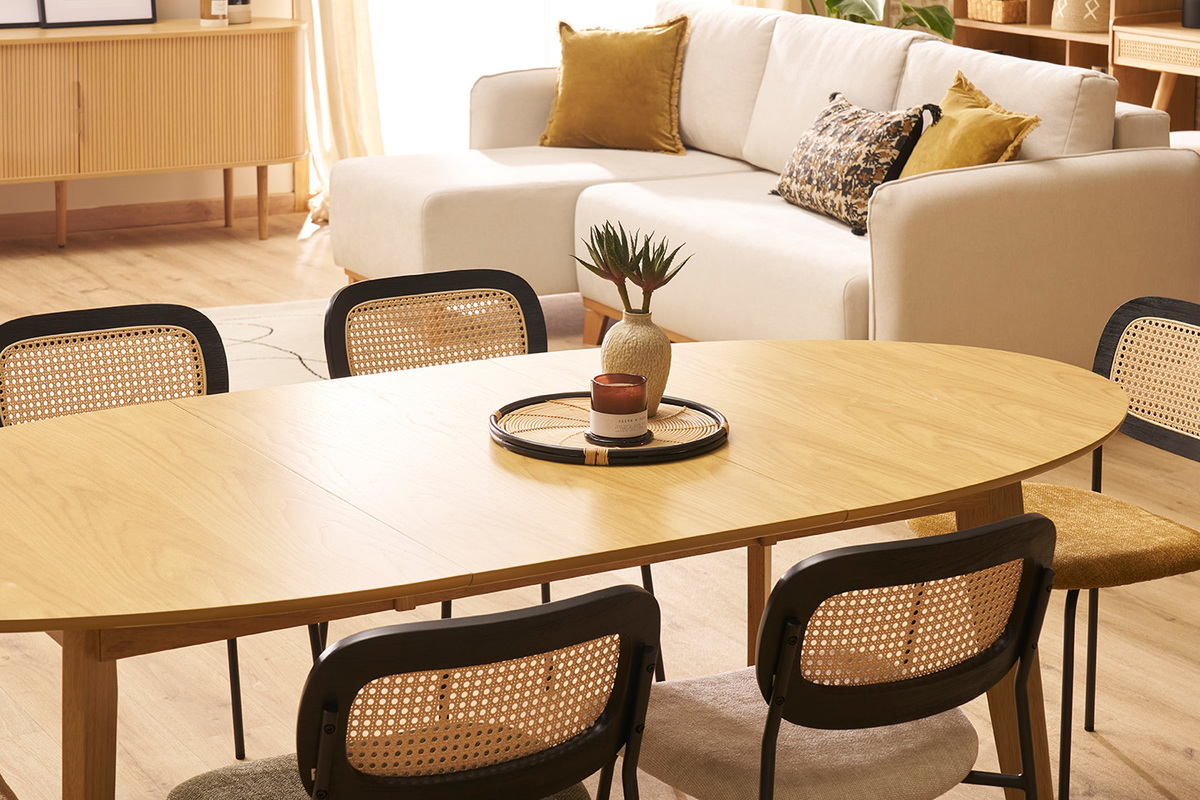 Table � manger extensible ovale en bois clair L150-200 cm MARIK