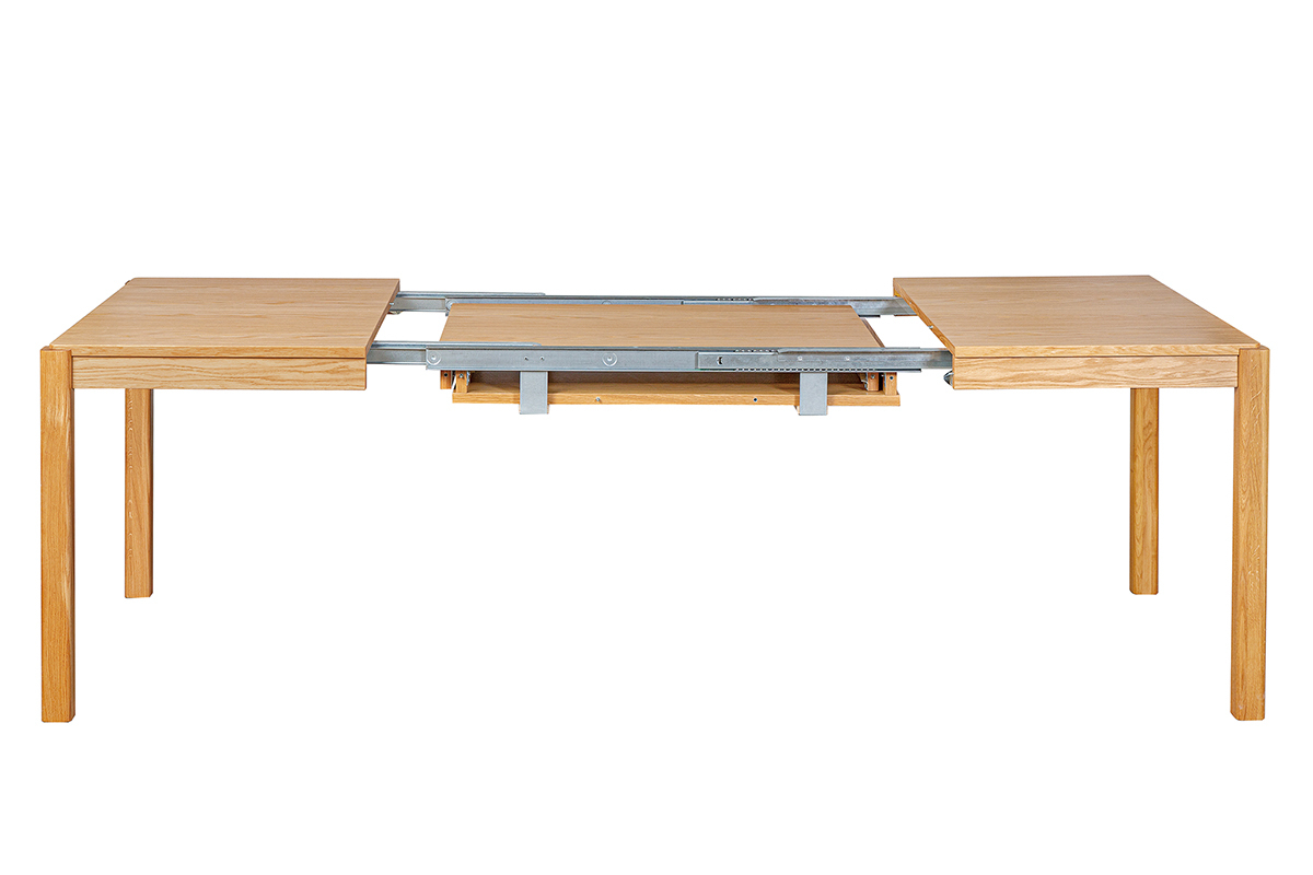 Table � manger extensible rallonges int�gr�es en bois clair ch�ne rectangulaire L125-238 cm AGALI
