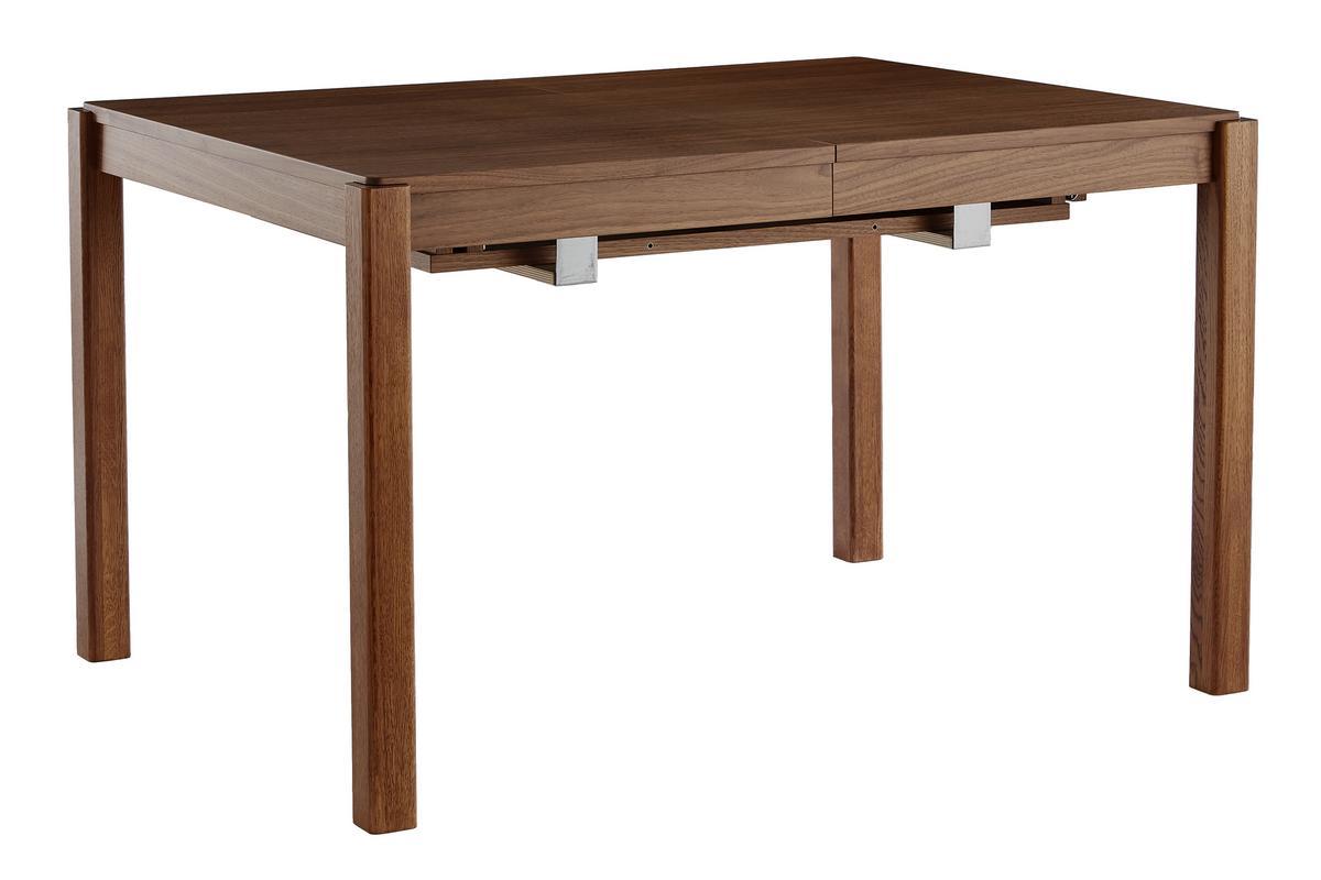 Table � manger extensible rallonges int�gr�es en bois fonc� noyer rectangulaire L125-238 cm AGALI