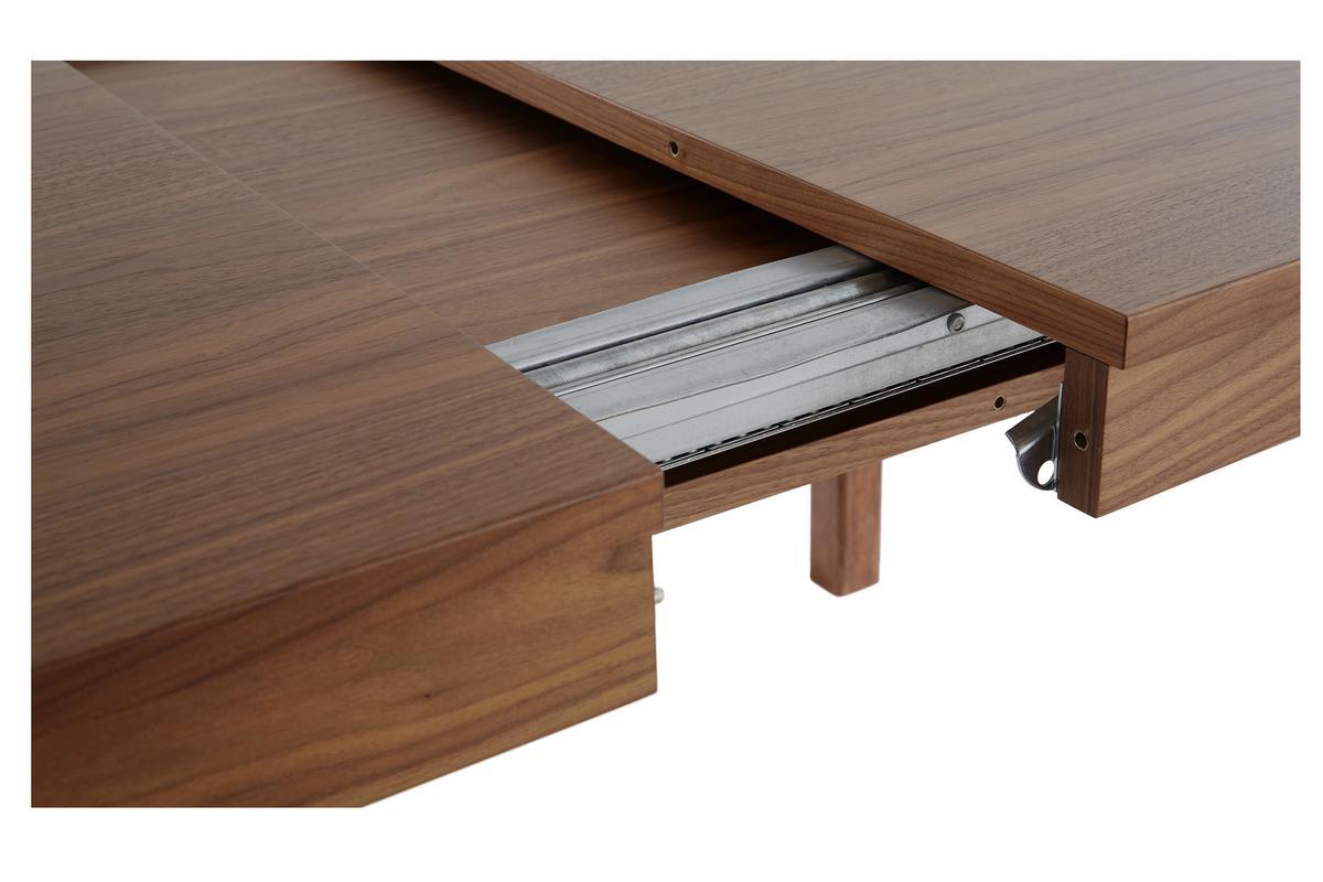 Table � manger extensible rallonges int�gr�es en bois fonc� noyer rectangulaire L125-238 cm AGALI