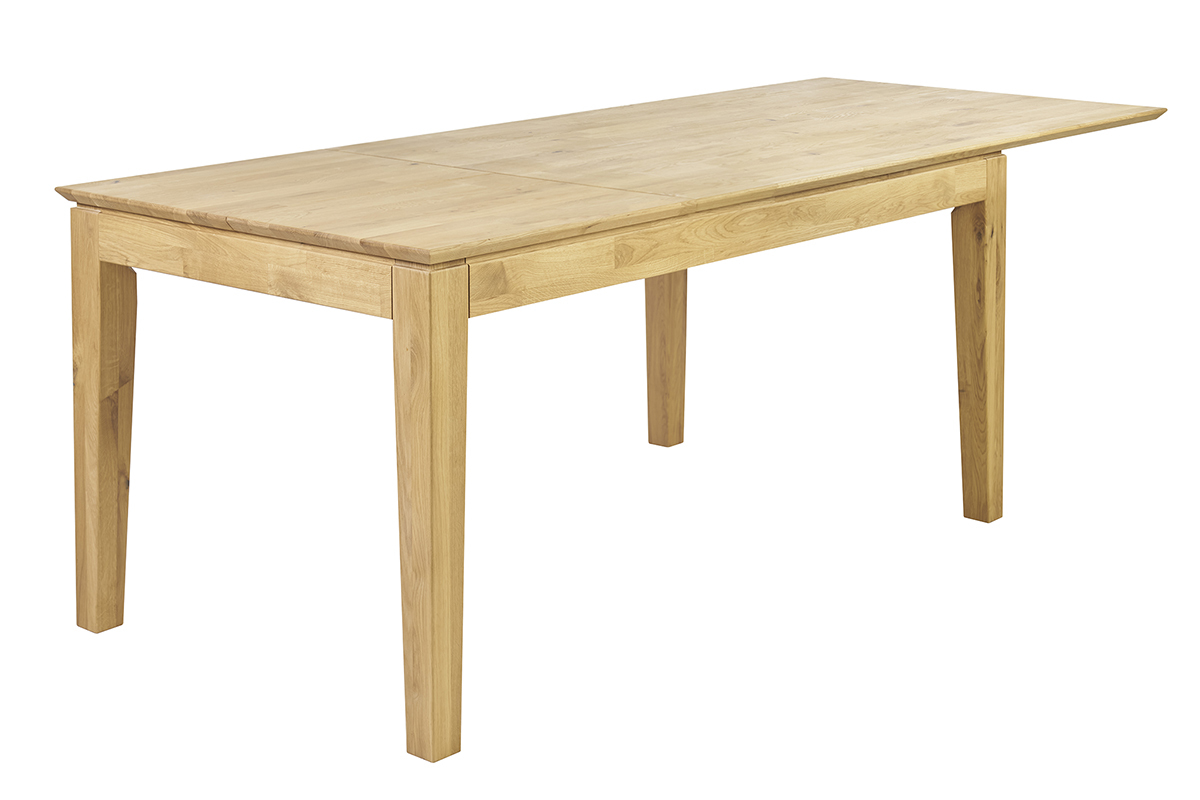 Table � manger extensible en ch�ne massif, vue diagonale droite.