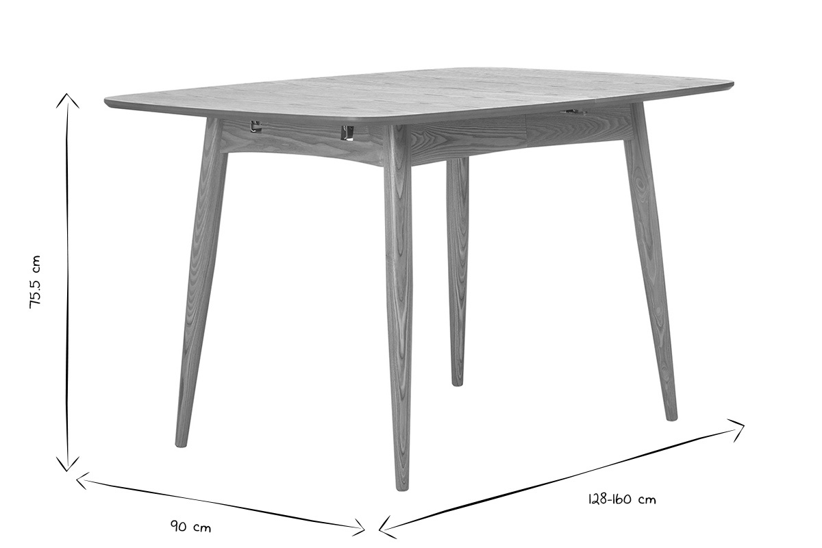 Table � manger extensible rectangulaire en bois clair L130-160 cm NORDECO