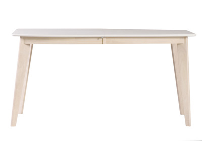 Table &agrave; manger extensible scandinave blanc et bois clair L150-200 cm LEENA