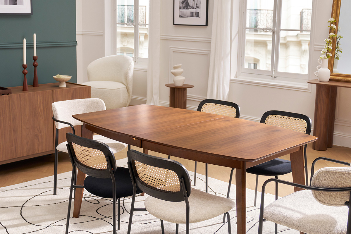 Table � manger extensible scandinave noyer L150-200 cm LEENA