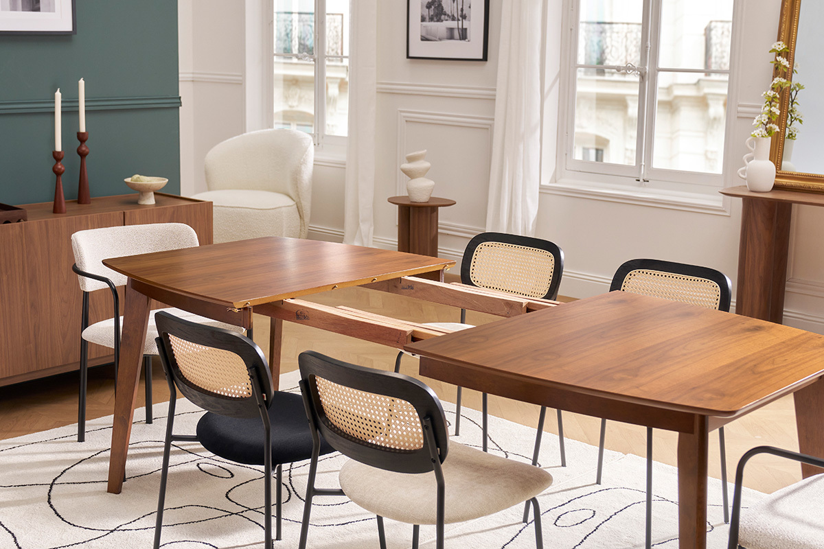 Table � manger extensible scandinave noyer L150-200 cm LEENA