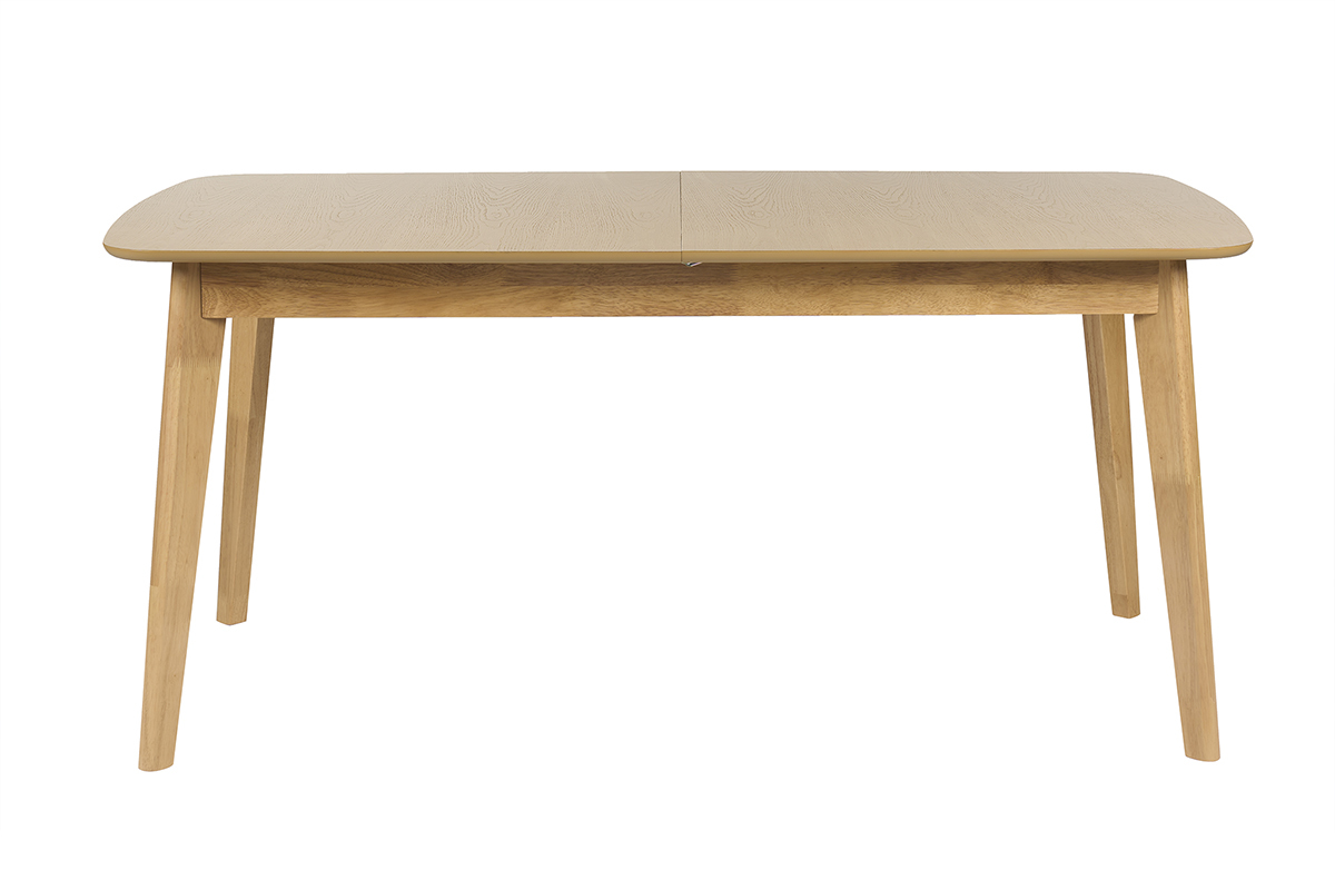 Table � manger extensible en bois ch�ne, vue de face.