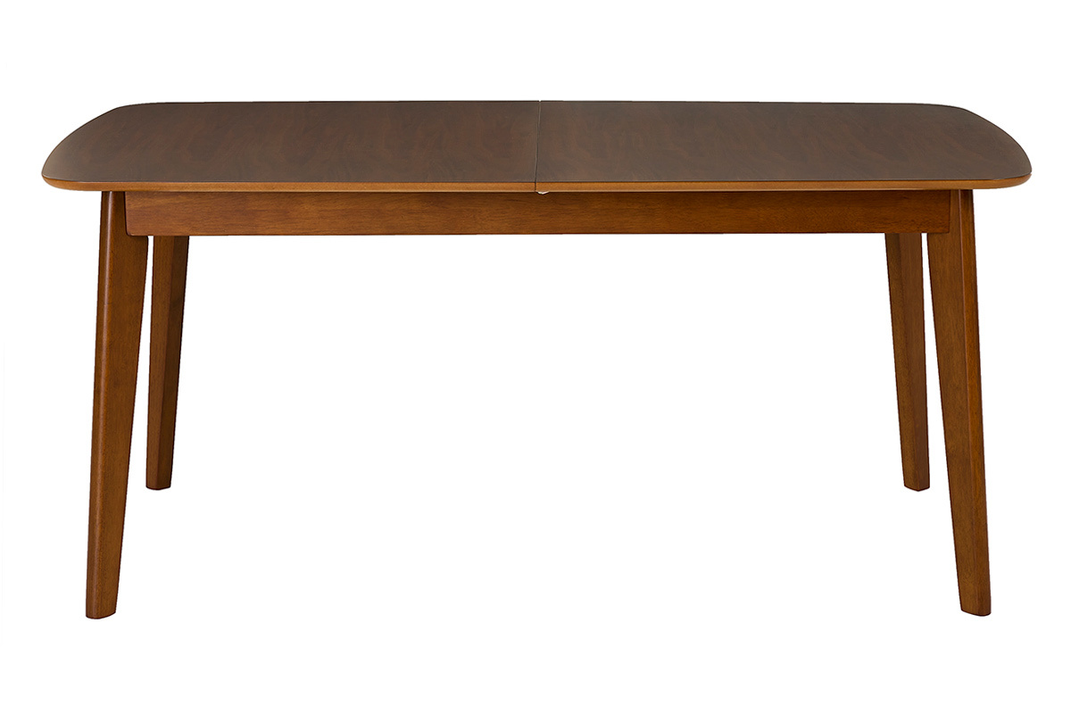 Table � manger extensible bois noyer vue de face.