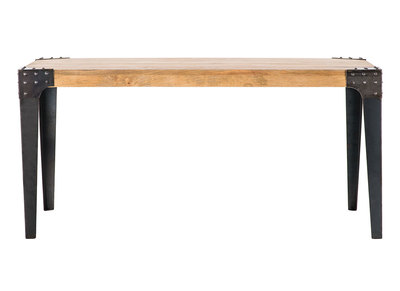 Table &agrave; manger industrielle acier et bois manguier massif L160 cm MADISON
