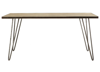 Table &agrave; manger industrielle bois manguier massif et m&eacute;tal L160 cm ATELIER